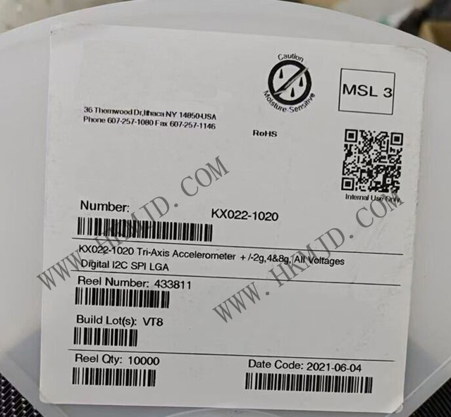 運(yùn)動(dòng)傳感器_KX022-1020_加速計(jì) X，Y，Z 軸 ±2g，4g，8g 0.39Hz ~ 800Hz 12-LGA