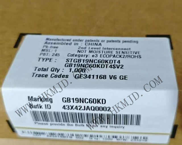 意法半導(dǎo)體功率晶體管_STGB19NC60KDT4_短路保護(hù)IGBT 20 A、600 V