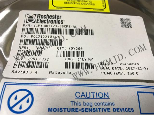 AD7173-8BCPZ：8/16通道、31.25kSPS、24位Σ-Δ型ADC