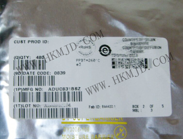 ADUC831BSZ：具有嵌入式62 KB閃存MCU的MicroConverter?、12位ADC和DAC